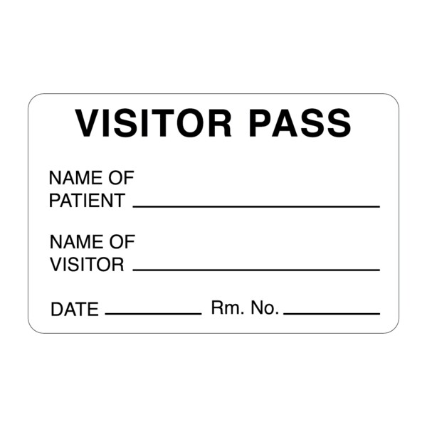 Nevs Visitor Pass - Name Of Patient/Visitor 1-15/16" x 3" VP-White - main